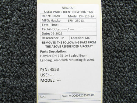Hawker 4553 Hawker DH-125-1A Sealed Beam Landing Lamp with Mounting Bracket