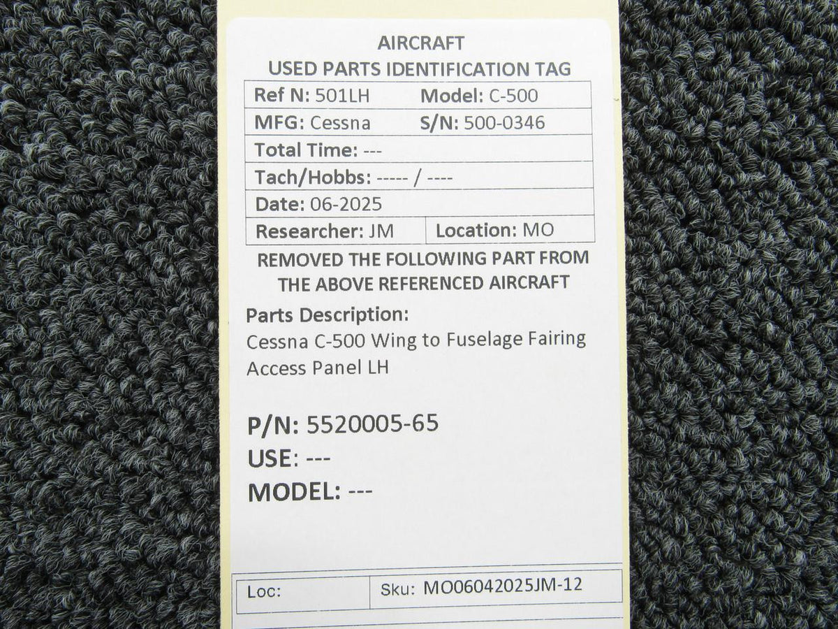 Cessna Aircraft Parts 5520005-65 Cessna C-500 Wing to Fuselage Fairing Access Panel LH