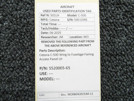 Cessna Aircraft Parts 5520005-65 Cessna C-500 Wing to Fuselage Fairing Access Panel LH