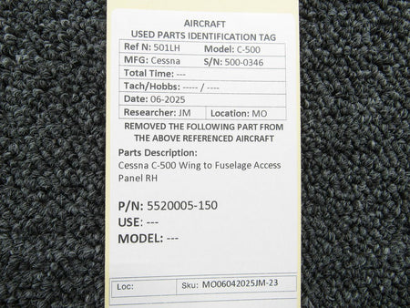 Cessna Aircraft Parts 5520005-150 Cessna C-500 Wing to Fuselage Access Panel RH