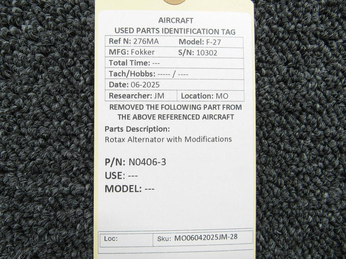 Rotax N0406-3 Rotax Alternator with Modifications
