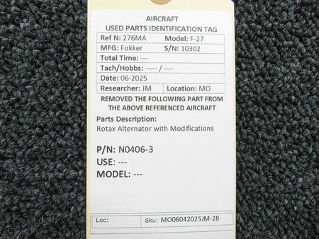 Rotax N0406-3 Rotax Alternator with Modifications