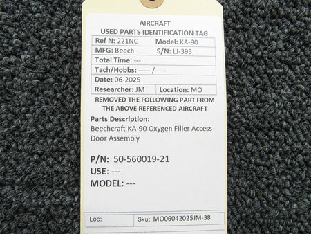 Beechcraft Parts 50-560019-21 Beechcraft KA-90 Oxygen Filler Access Door Assembly