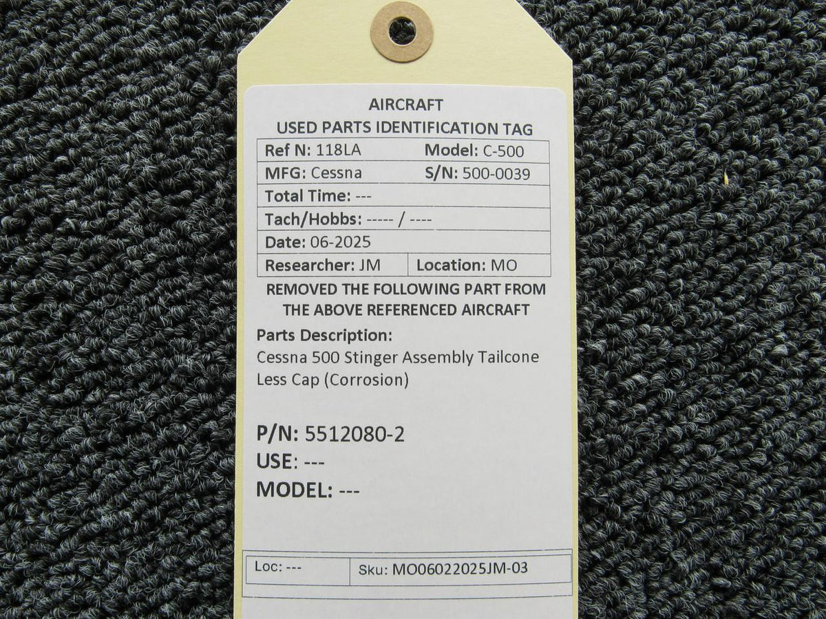 Cessna Aircraft Parts 5512080-2 Cessna 500 Stinger Assembly Tailcone Less Cap (Corrosion)