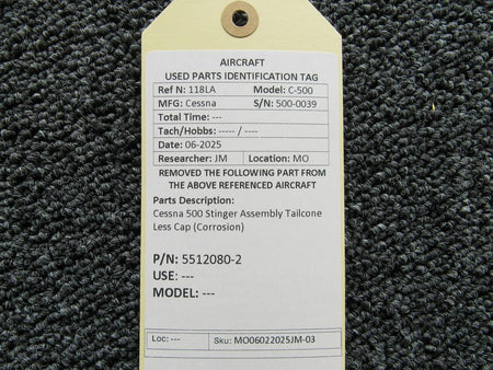 Cessna Aircraft Parts 5512080-2 Cessna 500 Stinger Assembly Tailcone Less Cap (Corrosion)