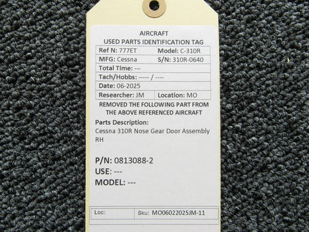 Cessna Aircraft Parts 0813088-2 Cessna 310R Nose Gear Door Assembly RH