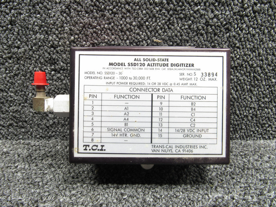 SSD120 Trans-Cal Industries All Solid-State SSD120-30 Altitude Digitizer 14/28V