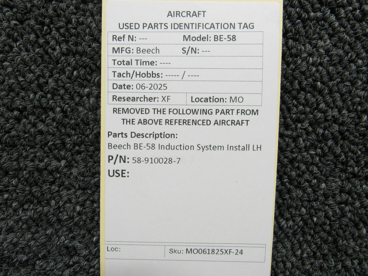 58-910028-7 Beech BE-58 Induction System Install LH – BAS Part Sales