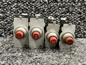 PSM Series Klixon Push To Reset Circuit Breaker Set (Amps: 2, 3, 10, 15)