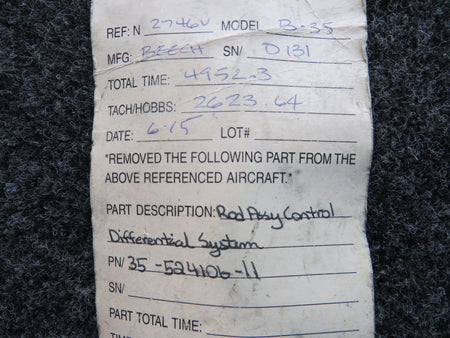 35-524106-11 Beech B-35 Rod Assembly Control Differential System BAS Part Sales | Airplane Parts