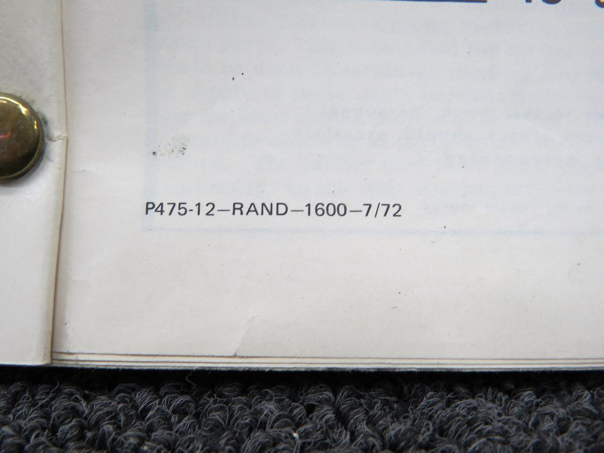 Cessna Aircraft Parts P475-12 Cessna 172 Skyhawk Parts Catalog (1963-1973)