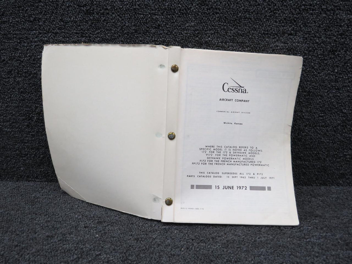 Cessna Aircraft Parts P475-12 Cessna 172 Skyhawk Parts Catalog (1963-1973)