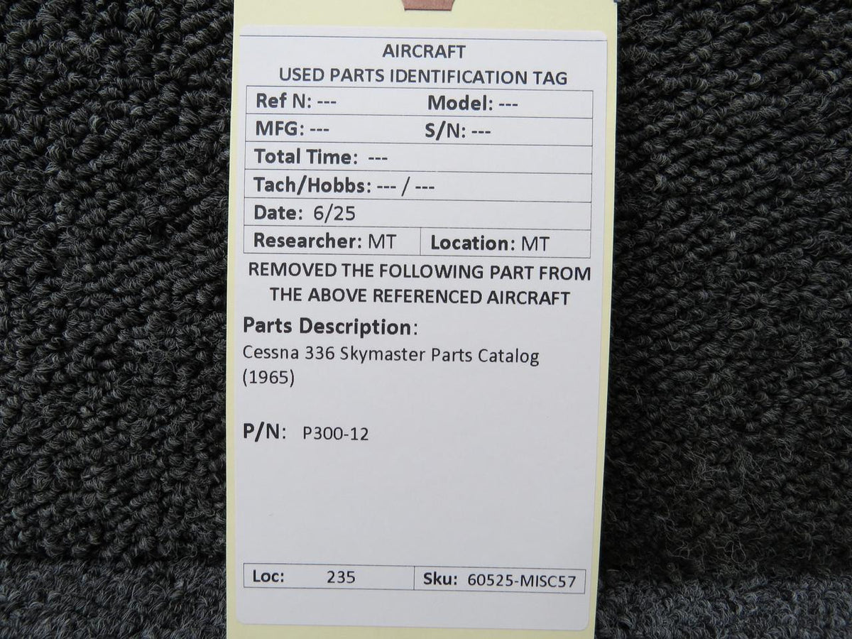 Cessna Aircraft Parts P300-12 Cessna 336 Skymaster Parts Catalog (1965)