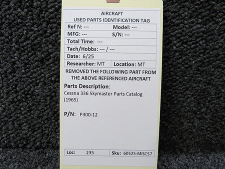 Cessna Aircraft Parts P300-12 Cessna 336 Skymaster Parts Catalog (1965)