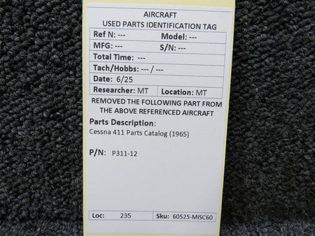 Cessna Aircraft Parts P311-12 Cessna 411 Parts Catalog (1965)