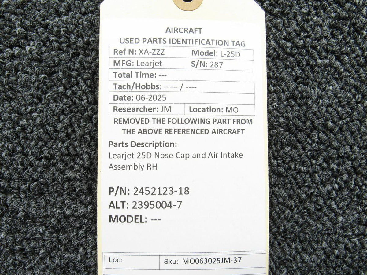 LearJet 2452123-18 (Alt: 2395004-7) Learjet 25D Nose Cap and Air Intake Assembly RH