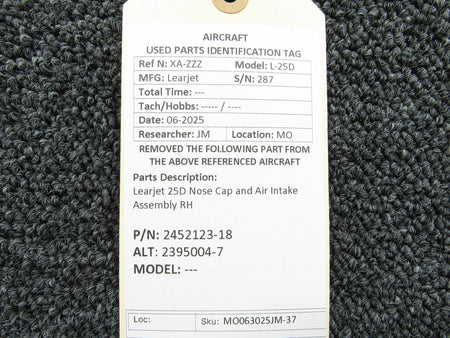 LearJet 2452123-18 (Alt: 2395004-7) Learjet 25D Nose Cap and Air Intake Assembly RH