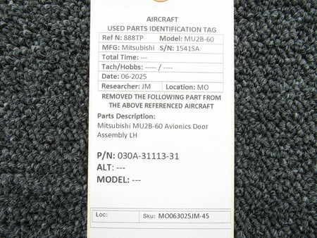Mitsubishi 030A-31113-31 Mitsubishi MU2B-60 Avionics Door Assembly LH