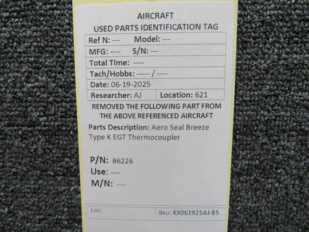 Alcor 86226 Aero Seal Breeze Type K EGT Thermocoupler