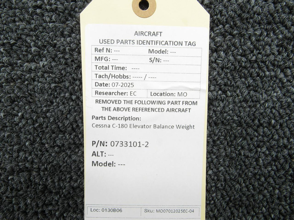 Cessna Aircraft Parts 0733101-2 Cessna C-180 Elevator Balance Weight