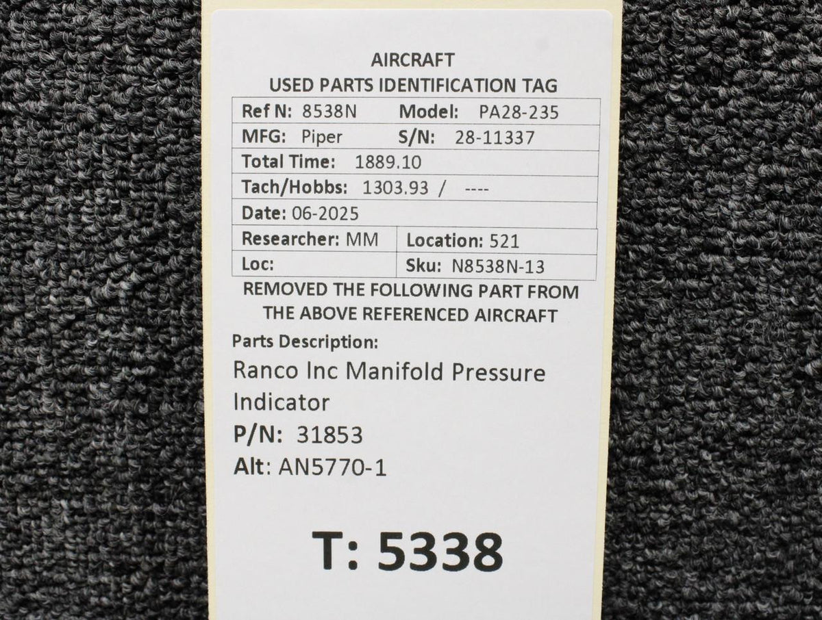 Ranco 31853 (Alt: AN5770-1) Ranco Inc Manifold Pressure Indicator