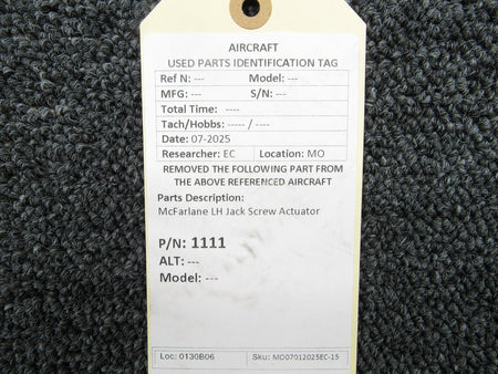 McFarlane 1111 McFarlane LH Jack Screw Actuator