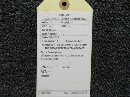 Climate Control F290R-16764 Climate Control Inc. AC Compressor Assembly (CORE)