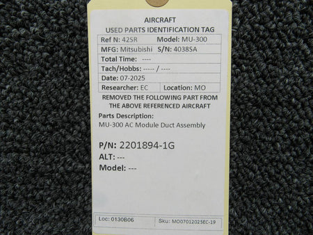 No Brand 2201894-1G MU-300 AC Module Duct Assembly