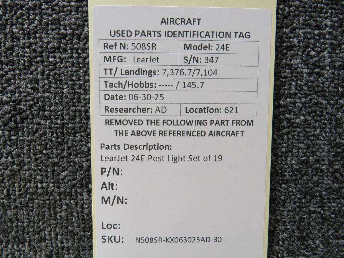 LearJet 24E Post Light Set of 19