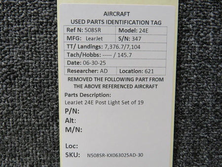 LearJet 24E Post Light Set of 19