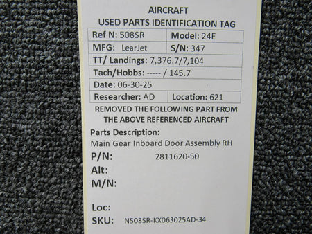 LearJet 2811620-50 LearJet 24E Main Gear Inboard Door Assembly RH