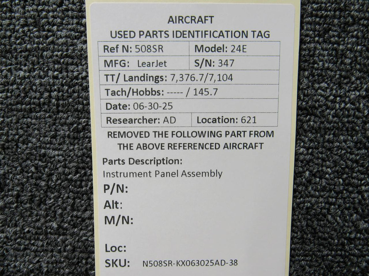 LearJet 24E Instrument Panel Assembly