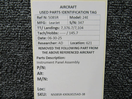 LearJet 24E Instrument Panel Assembly