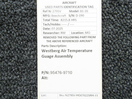 Westberg 95476-9710 Westberg Air Temperature Guage Assembly