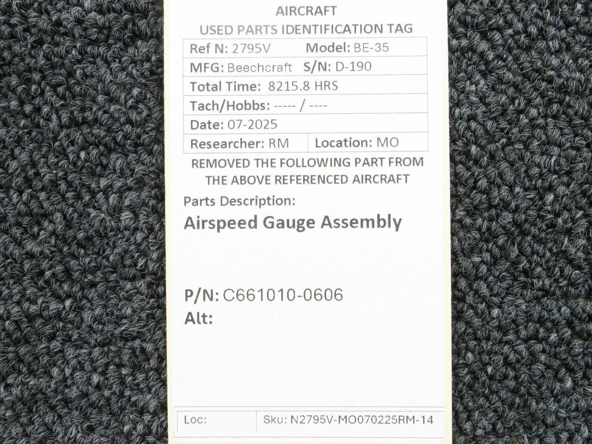 Cessna Aircraft Parts C661010-0606 Airspeed Gauge Assembly