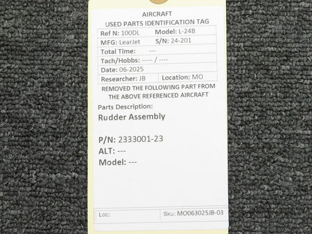 LearJet 2333001-23 LearJet L-24B Rudder Assembly