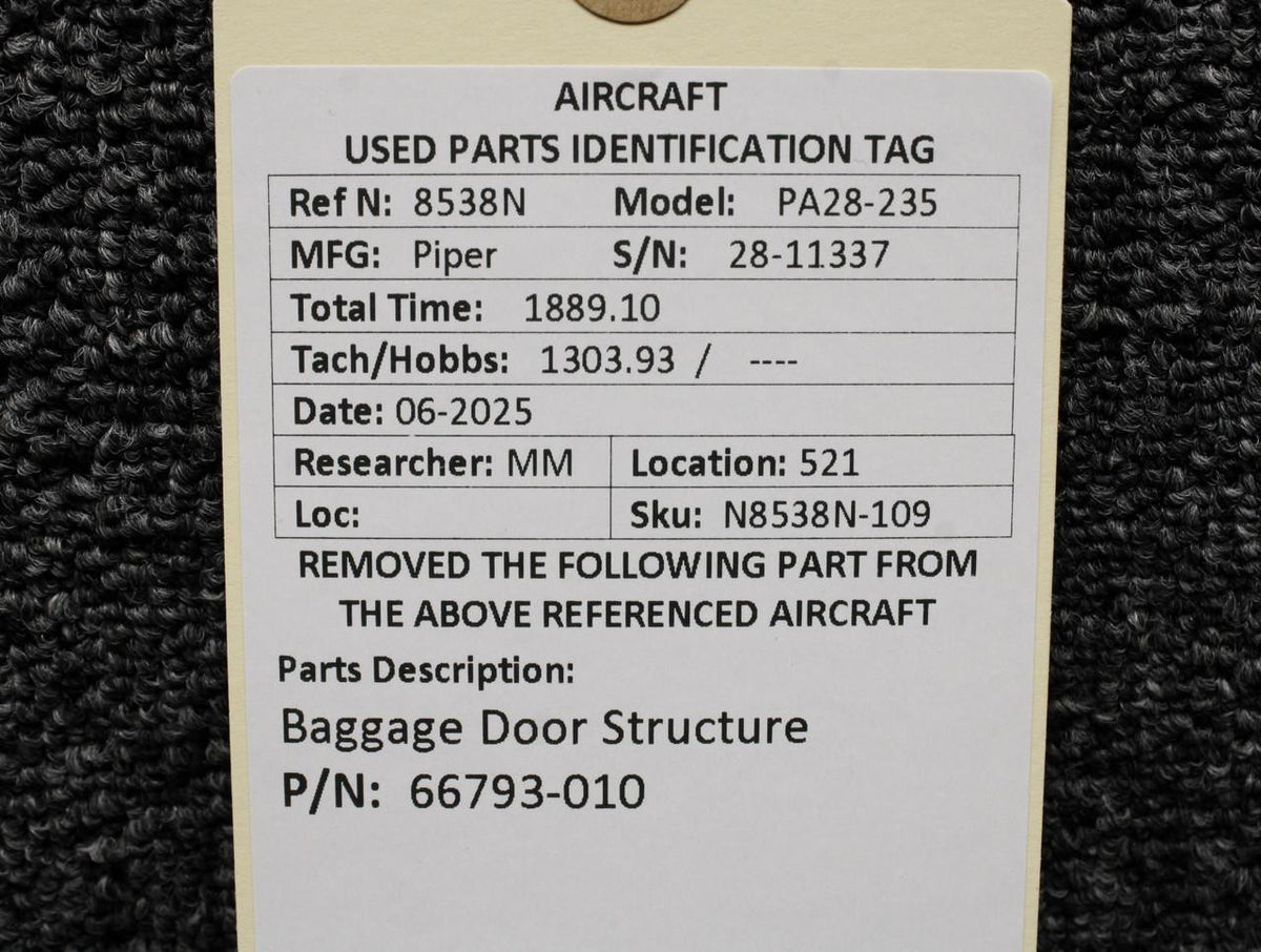 Piper Aircraft Parts 66793-010 Piper PA28-235 Baggage Door Structure