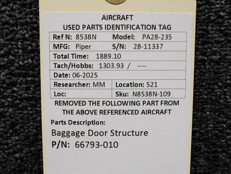 Piper Aircraft Parts 66793-010 Piper PA28-235 Baggage Door Structure