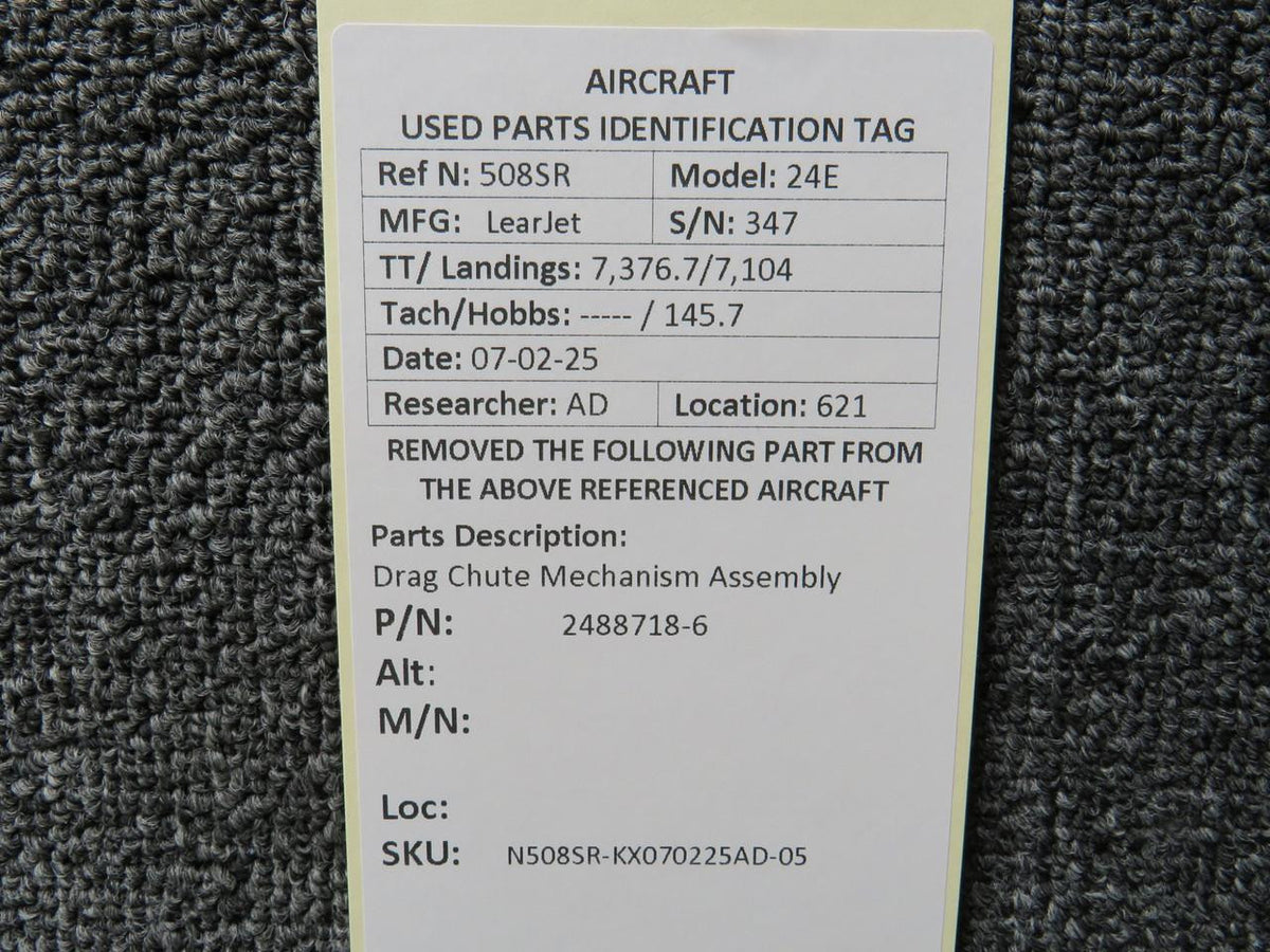 LearJet 2488718-6 LearJet 24E Drag Chute Mechanism Assembly