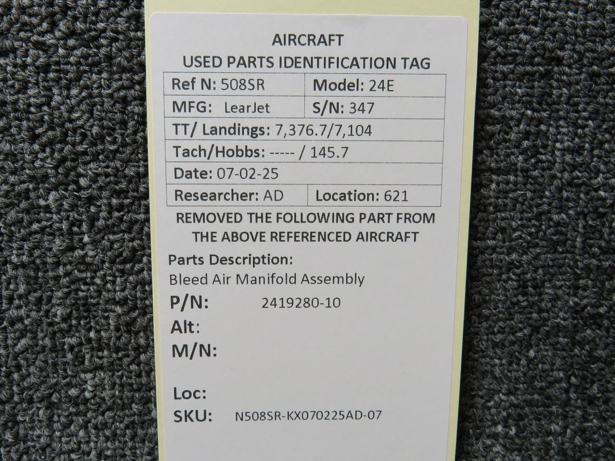 LearJet 2419280-10 LearJet 24E Bleed Air Manifold Assembly