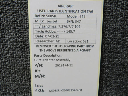 LearJet 2619174-11 LearJet 24E Duct Adapter Assembly