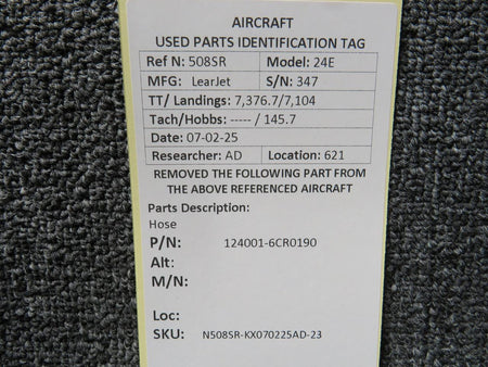 LearJet 124001-6CR0190 LearJet 24E Hose