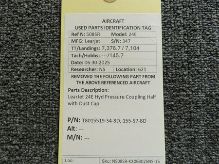 LearJet T8015519-S4-8D, 155-S7-8D LearJet 24E Hyd Pressure Coupling Half with Dust Cap