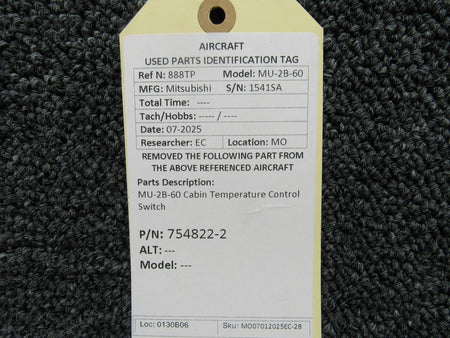 No Brand 754822-2 MU-2B-60 Cabin Temperature Control Switch