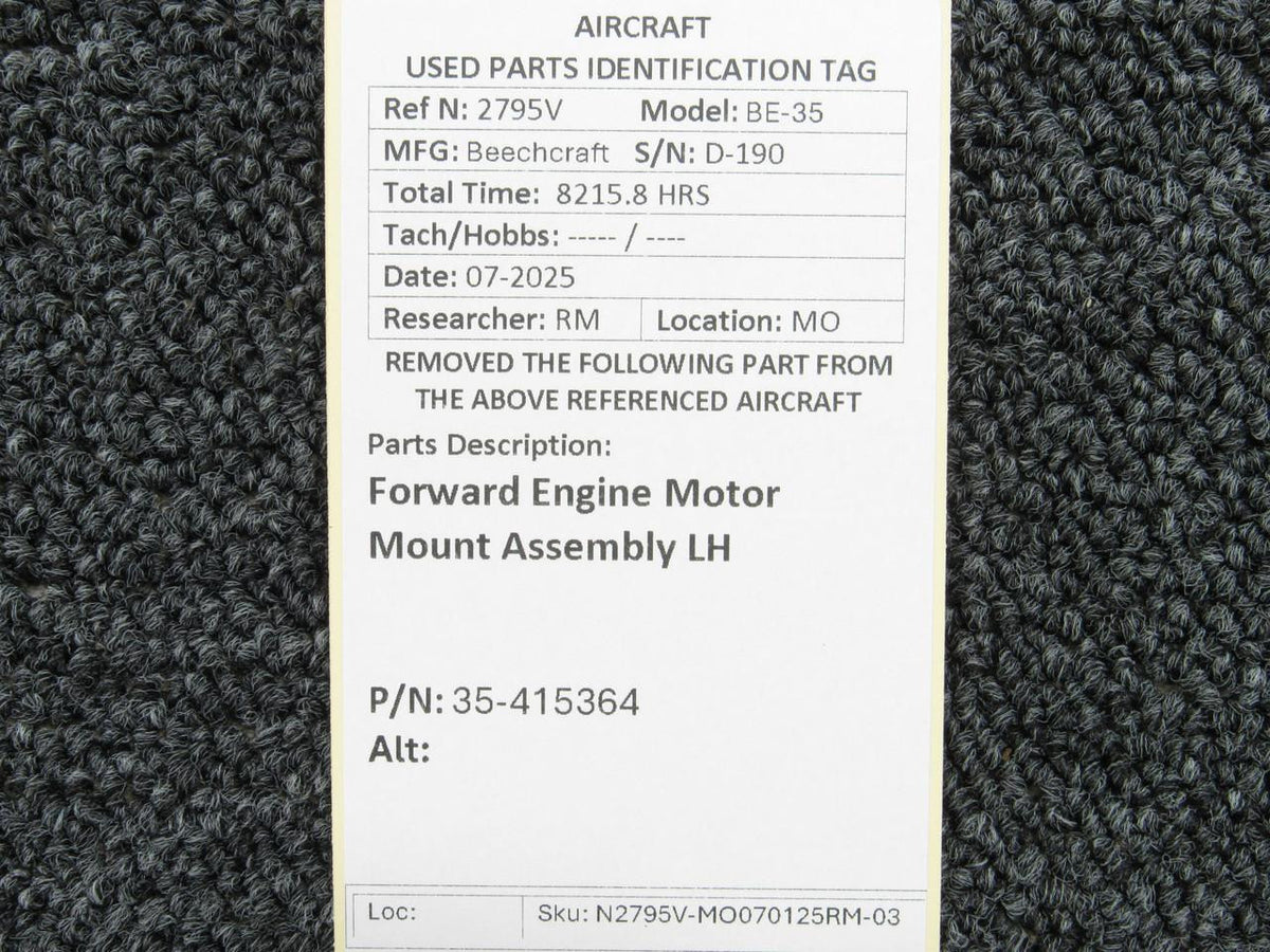Beechcraft Parts 35-415364 Beechcraft BE-35 Forward Engine Motor Mount Assembly LH
