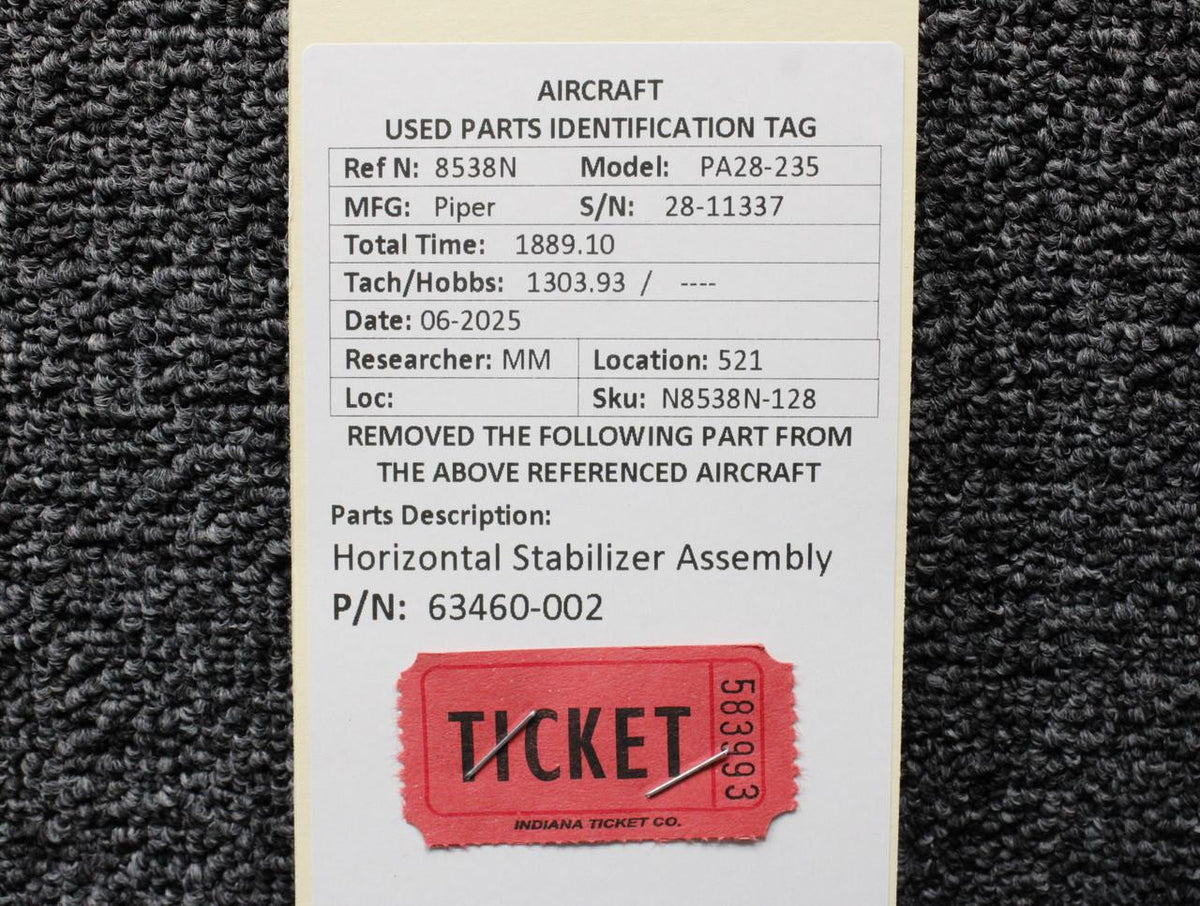 Piper Aircraft Parts 63460-002 Piper PA28-235 Horizontal Stabilizer Assembly