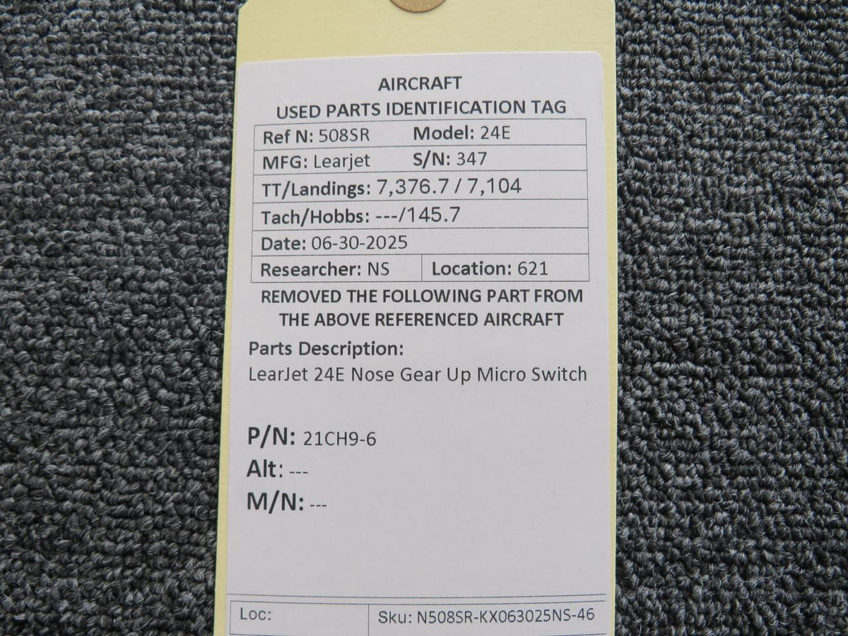LearJet 21CH9-6 LearJet 24E Nose Gear Up Micro Switch