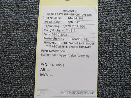 LearJet 2323006-6 LearJet 24E Flapper Valve Assembly