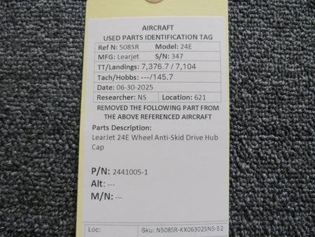 LearJet 2441005-1 LearJet 24E Wheel Anti-Skid Drive Hub Cap