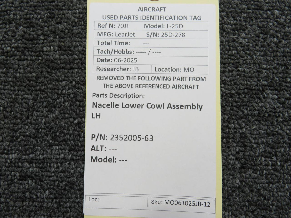 LearJet 2352005-63 LearJet L-25D Nacelle Lower Cowl Assembly LH